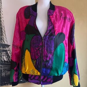 Vintage Picasso Vibrant Multicolor Bomber Jacket